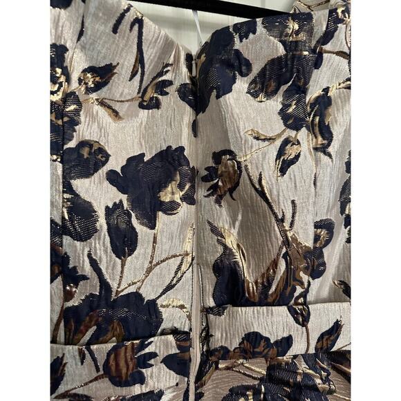 Oleg Cassini Metallic Brocade Off-The-Shoulder High-Low Gown W/ Pockets Size 14 - Picture 6 of 8